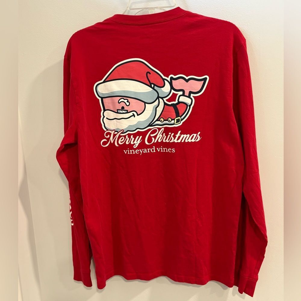 Vineyard Vines Men's Red Long Sleeve Tee Merry Christmas